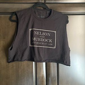 Daredevil graphic cropped raw edge muscle tank